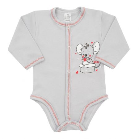 Kojenecké celorozepínací body New Baby Mouse šedé 56 (0-3m)