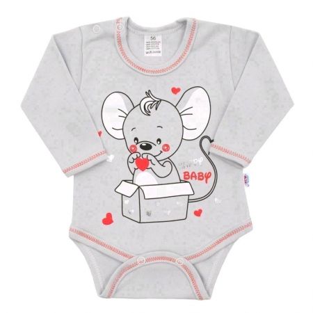 Kojenecké body s dlouhým rukávem New Baby Mouse šedé 86 (12-18m)
