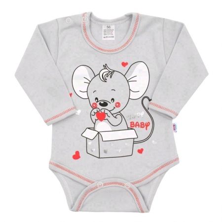Kojenecké body s dlouhým rukávem New Baby Mouse šedé 80 (9-12m)