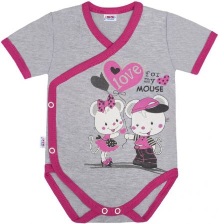 Dětské body s bočním zapínáním krátký rukáv New Baby Love Mouse 50