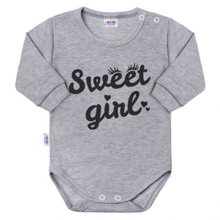 Kojenecké body s dlouhým rukávem New Baby Sweet girl šedé 80 (9-12m)