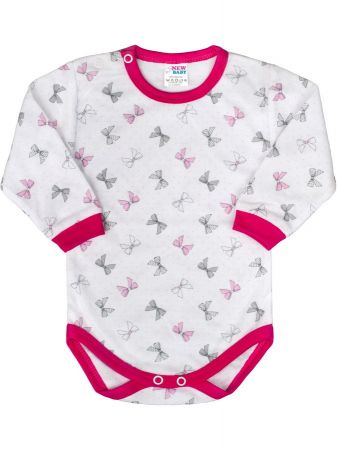 Kojenecké body s dlouhým rukávem New Baby Mašlička malinové 74 (6-9m)