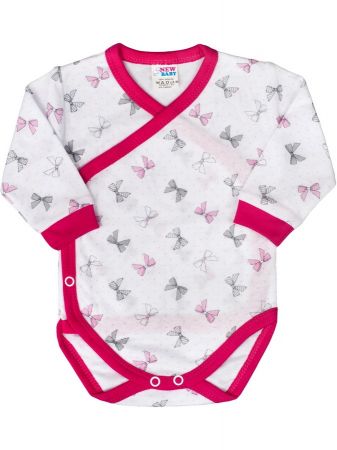 Kojenecké body celorozepínací New Baby Mašlička malinové 56 (0-3m)