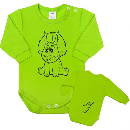 Kojenecké body s dlouhým rukávem New Baby Zvířátko Dinosaurus světle zelené 86 (12-18m)