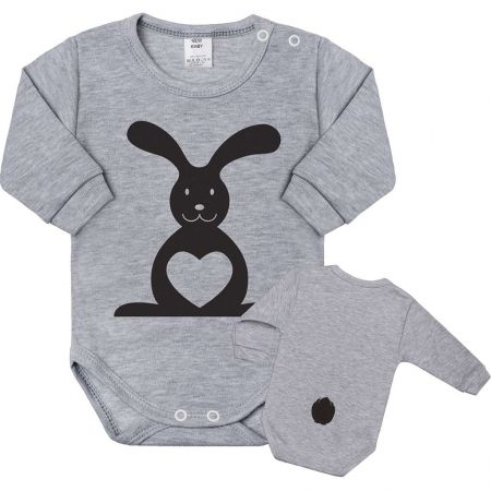 Kojenecké body s dlouhým rukávem New Baby Zvířátko Zajíček šedé 80 (9-12m)