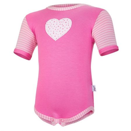 Little Angel Body tenké KR obrázek Outlast® - tm.růžová/pruh starorůžový Velikost: 74