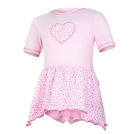 Little Angel Body šaty tenké KR Outlast® - růžová baby/růžová-puntík lesk Velikost: 74