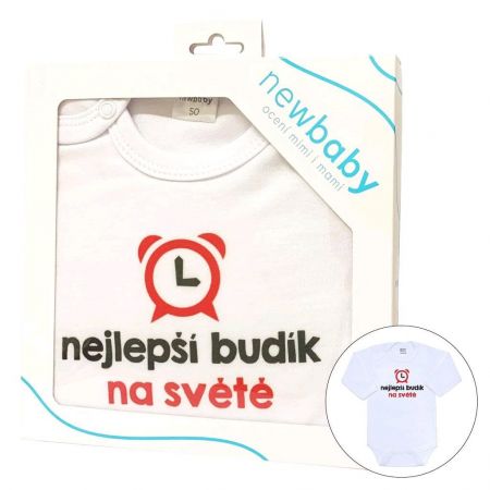 Body s potiskem New Baby nejlepší budík na světě - dárkové balení 74 (6-9m)