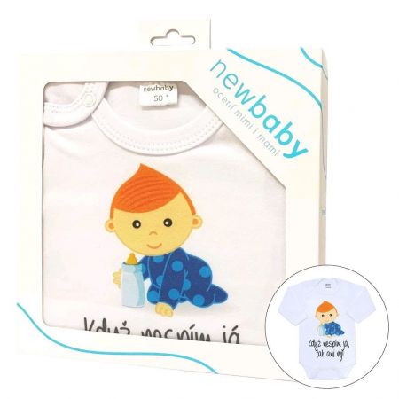 Body s potiskem New Baby Když nespím já, tak ani vy - dárkové balení 80 (9-12m)