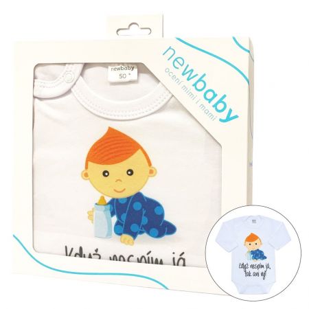 Body s potiskem New Baby Když nespím já, tak ani vy - dárkové balení 50