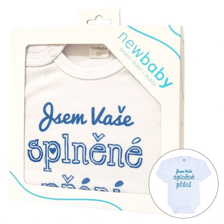 Body s potiskem New Baby Jsem Vaše splněné přání - dárkové balení 50