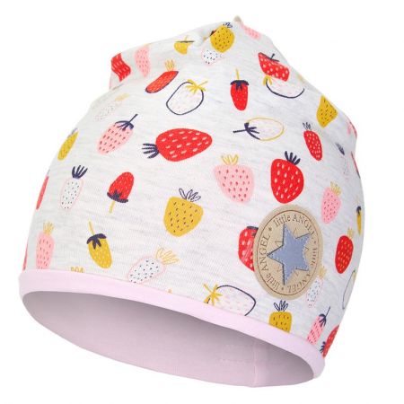 Little Angel Čepice podšitá Outlast® - jahůdky/růžová baby Velikost: 6 | 54-57 cm