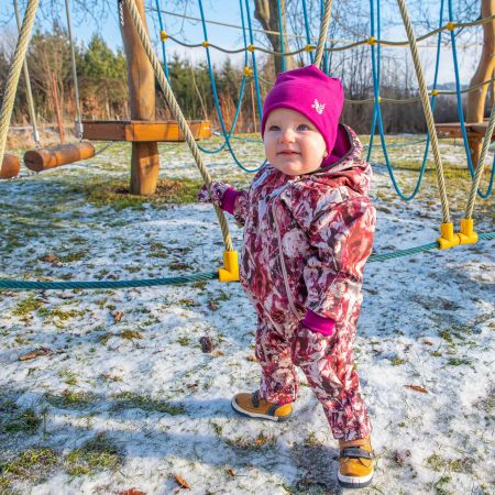 ESITO Dětská softshellová kombinéza s fleecem Flowers vel. 68 - 86 - fialová / 68 - 74