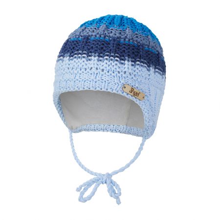 Little Angel Čepice pletená zavazovací duha Outlast ® - modrá Velikost: 1 | 36-38 cm