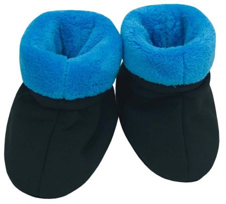 ESITO Capáčky softshell s chlupem černé - černá / tyrkysová / 1 ( 6 - 12 měsíců )