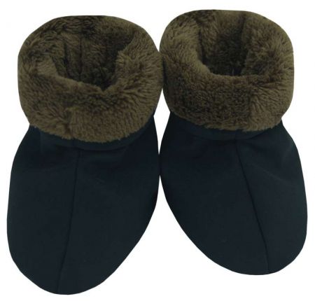 ESITO Capáčky softshell s chlupem černé - černá / hnědá / 1 ( 6 - 12 měsíců )