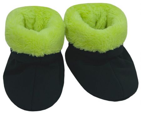 ESITO Capáčky softshell s chlupem černé - černá / zelená / 2 ( 10 - 18 měsíců )