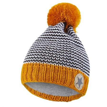 Little Angel Čepice pletená cikcak s bambulí Outlast ® - šafrán bambule Velikost: 4 | 45-48 cm