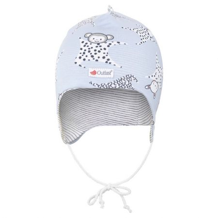 Little Angel Čepice podšitá zavazovací Outlast® - šedá-usínáček/pruh bílošedý melír Velikost: 3 | 42-44 cm