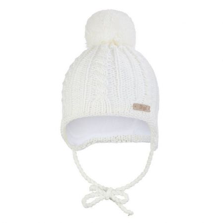 Little Angel Čepice pletená zavazovací copánky Outlast ® - natur Velikost: 3 | 42-44 cm