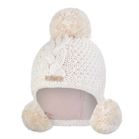 Little Angel Čepice pletená 3 bambule Outlast ® - natur melír Velikost: 5 | 49-53 cm
