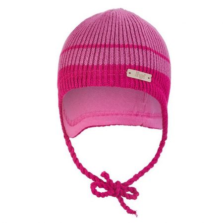 Little Angel Čepice pletená zavazovací LA Outlast ® - růžová pruh Velikost: 1 | 36-38 cm