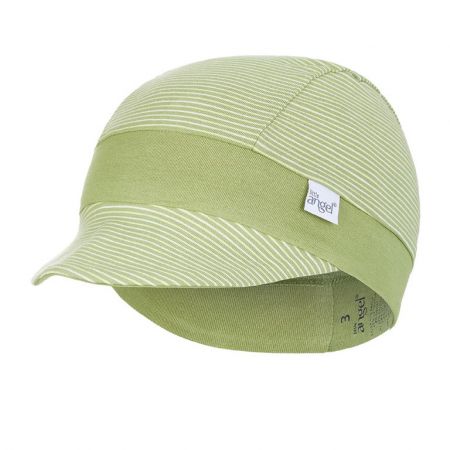 Little Angel Kšiltovka tenká pruh Outlast® - pruh zelený matcha/zelená matcha Velikost: 3 | 42-44 cm