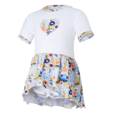 Little Angel Body šaty tenké KR set Outlast® - bílá/sv.šedá kvítí Velikost: 92