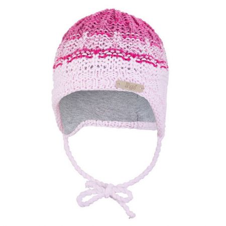 Little Angel Čepice pletená zavazovací duha Outlast ® - sv.růžová Velikost: 1 | 36-38 cm