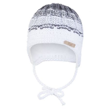 Little Angel Čepice pletená zavazovací duha Outlast ® - bílošedá Velikost: 2 | 39-41 cm