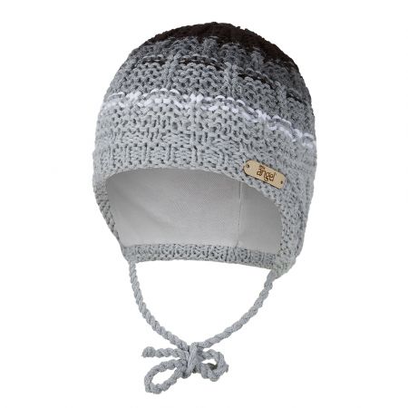 Little Angel Čepice pletená zavazovací duha Outlast ® - šedá Velikost: 1 | 36-38 cm