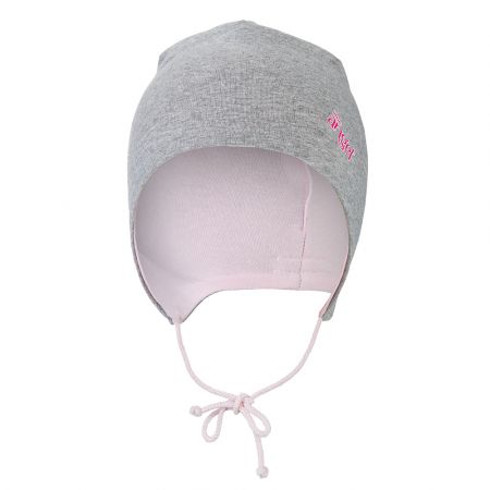 Little Angel Čepice zavazovací podšitá Outlast ® - šedý melír/růžová baby Velikost: 3 | 42-44 cm