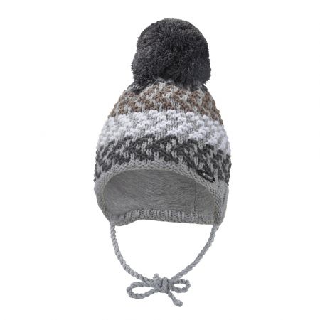 Little Angel Čepice pletená zavazovací cik cak Outlast ® - šedá Velikost: 3 | 42-44 cm