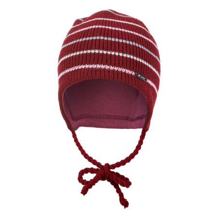 Little Angel Čepice pletená zavazovací proužky Outlast ® - bordová Velikost: 3 | 42-44 cm