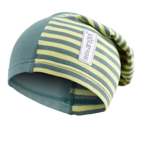 Little Angel Čepice smyk dlouhá Outlast® - khaki/pruh limetkový Velikost: 3 | 42-44 cm