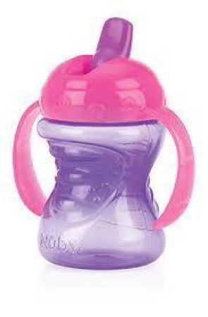 NUBY Hrneček netekoucí s oušky a tvrdým náustkem s odnímatelným vnitřním brčkem 2v1, 240 ml, 9 m+ fi
