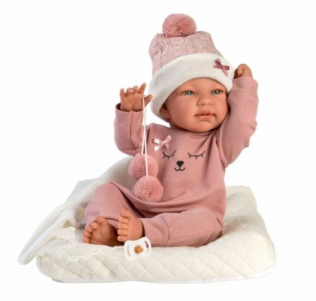 LLORENS - 84330 NEW BORN Holčička - realistická panenka miminko s celovinylová tělem - 43cm