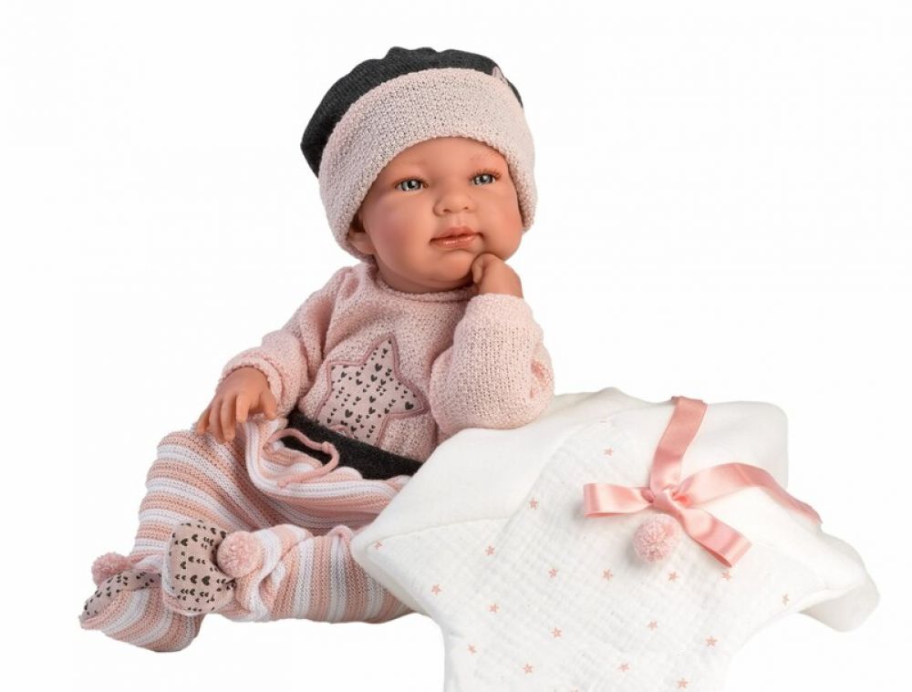 LLORENS - 84326 NEW BORN HOLČIČKA - realistická panenka miminko s celovinylová tělem - 43cm