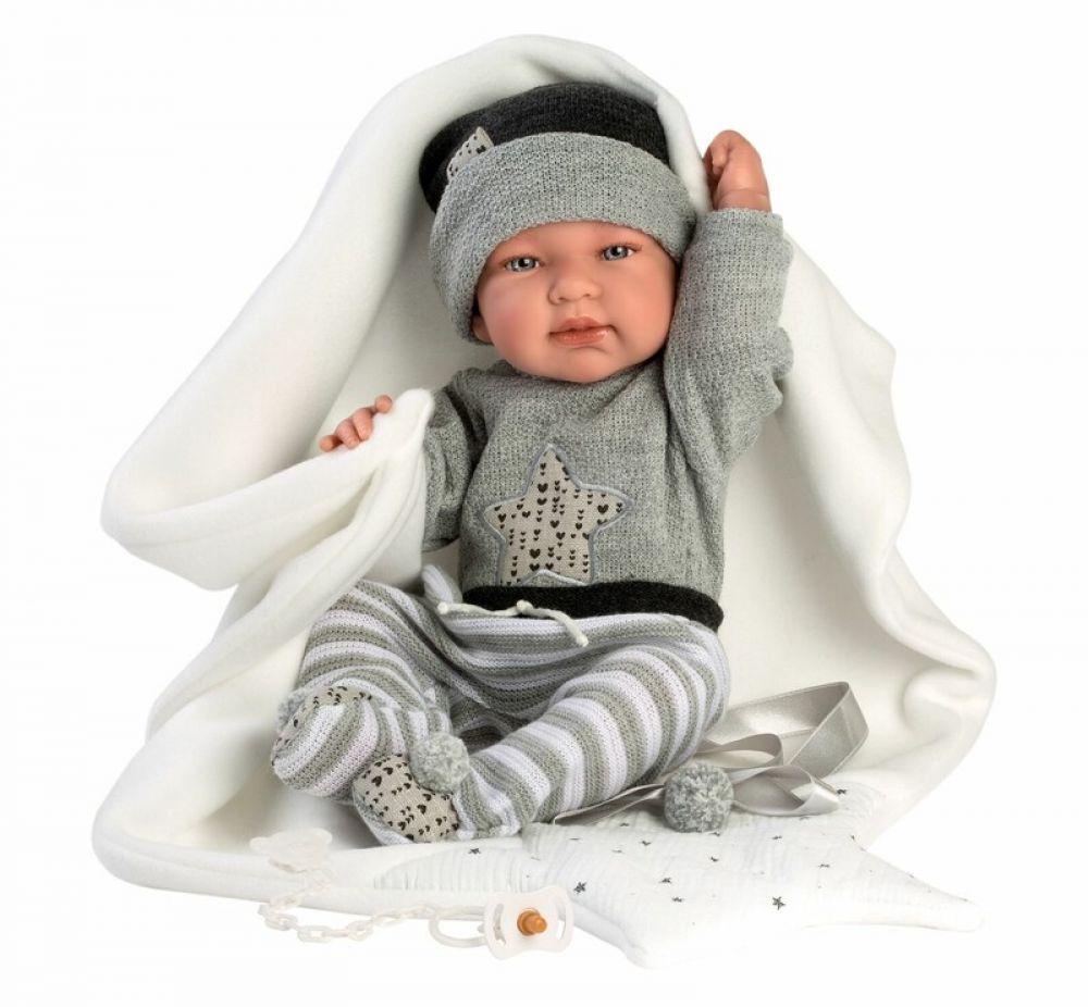 LLORENS - 84325 NEW BORN chlapečka - realistická panenka miminko s celovinylová tělem - 43cm