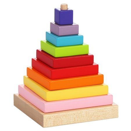 CUBIKA - Cubik 13357 Barevná pyramida - dřevěná skládačka 9 dílů