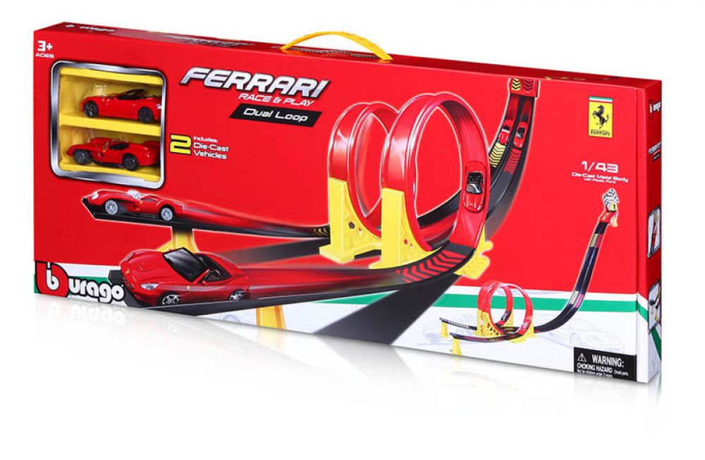 BBURAGO - 1:43 Ferrari Race&Play Dual Loop + 2 Auta