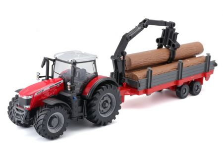 BBURAGO - 10 cm Massey FERGUSSON 8740S Tractor con remolque de Troncoso