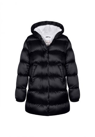 Kabát dívčí nylonový Puffa podšitý microfleecem, Minoti, 12COAT 2, černá - 104/110