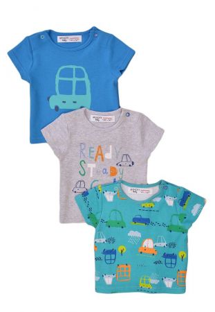 Tričko kojenecké s krátkým rukávem 3pack, Minoti, Transport 3, modrá - 56/62