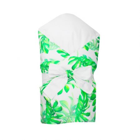 Enie Baby Péřová zavinovačka Satine Tropical leaves 80x80 cm