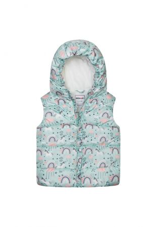 Vesta dívčí nylonová Puffa podšitá microfleecem, Minoti, 12GILET 18, modrá - 104/110