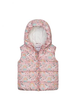 Vesta dívčí nylonová Puffa podšitá microfleecem, Minoti, 12GILET 15, růžová - 98/104