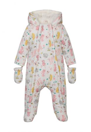 Kombinéza kojenecká zimní podšitá chlupem, Minoti, Butterfly 3, růžová - 56/62