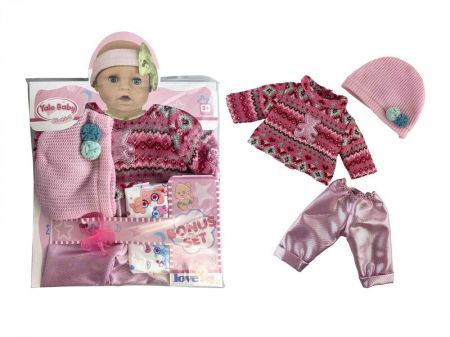 MAC TOYS - Šaty na panenku, čepice, svetr, kalhoty 30-38cm