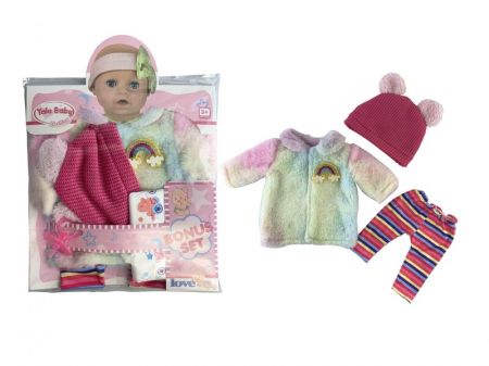 MAC TOYS - Šaty na panenku a čepice s ušima 30-38cm